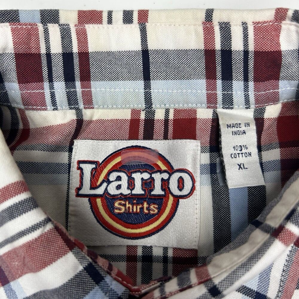 Larro Button Down Short Sleeve Shirt Men's XL Plaid Cotton - Picture 5 of 6